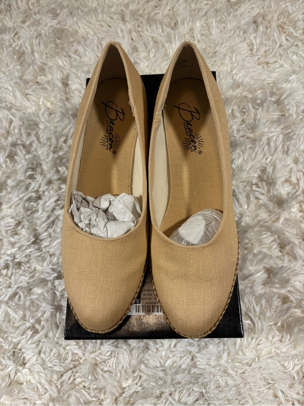 Beacon Tan Canvas Espadrille Wedges-like new in box-6.5